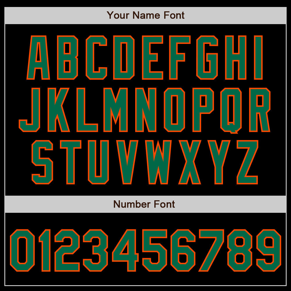 Custom Black Kelly Green-Orange 3 Colors Arm Shapes Authentic Baseball Jersey