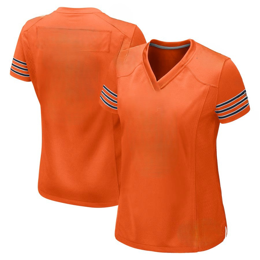 Custom Women's Bears Navy/White/Orange Exact Replica Football Jersey