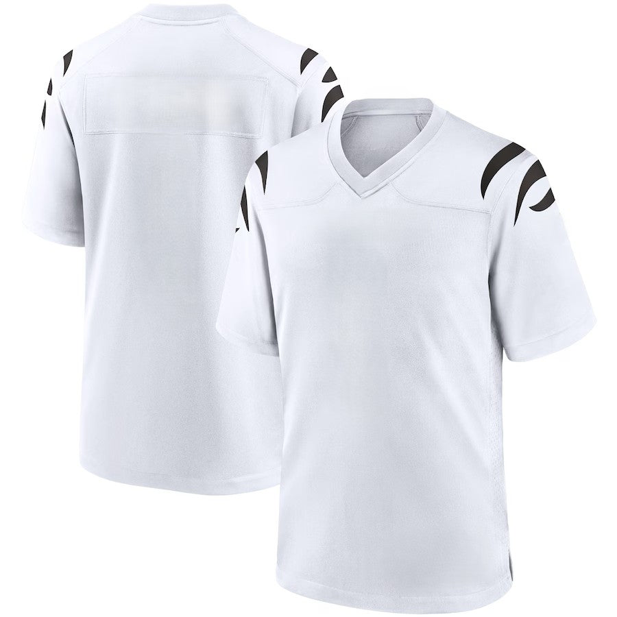 Custom Men's Bengals Black/White/Orange Exact Replica Football Jersey