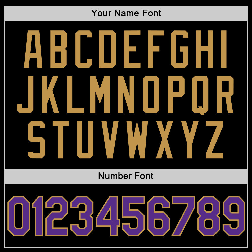 Custom Black Purple-Old Gold Authentic Throwback Basketball Jersey