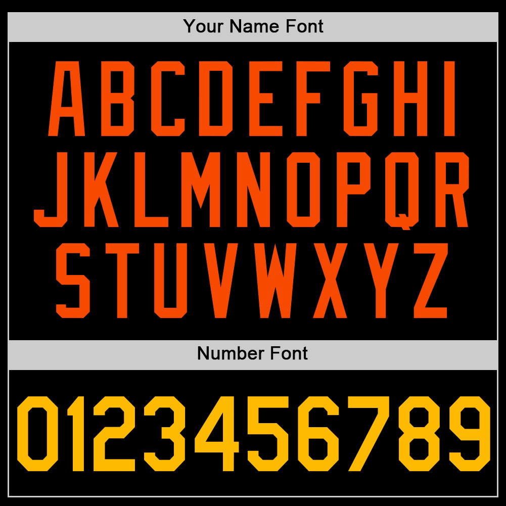 Custom Black Gold-Orange Authentic Throwback Basketball Jersey