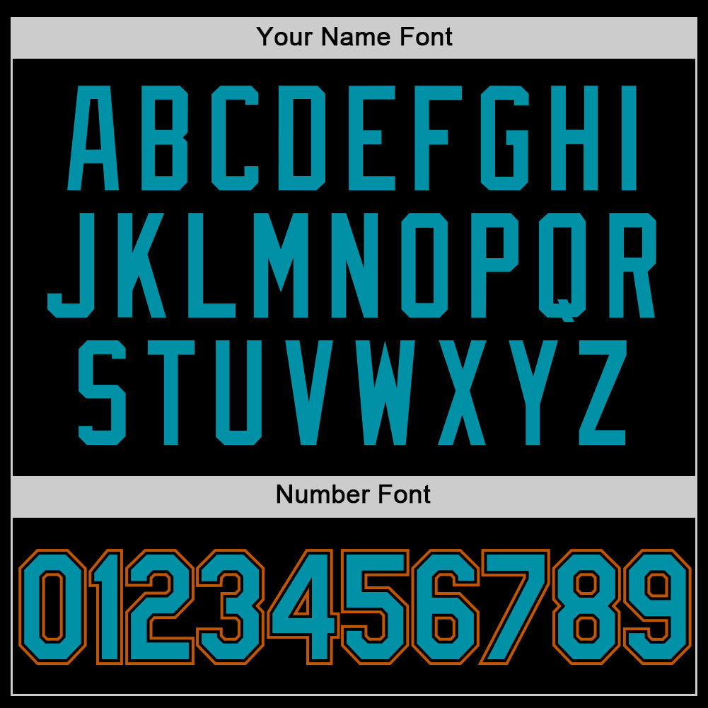 Custom Black Teal-Texas Orange Authentic Throwback Basketball Jersey