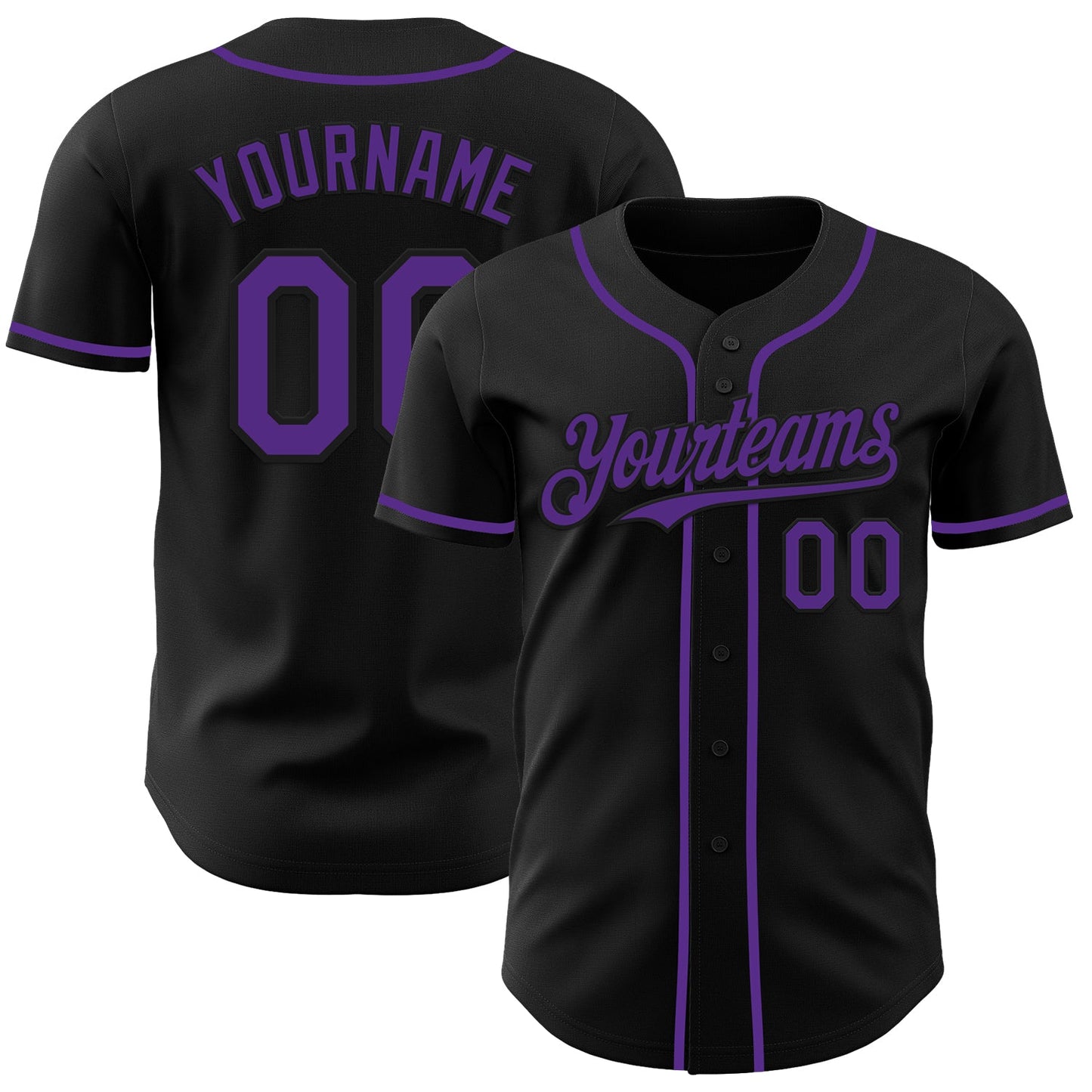 Custom Black Purple Authentic Baseball Jersey