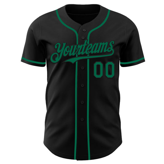 Custom Black Kelly Green Authentic Baseball Jersey