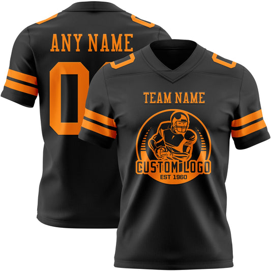 Custom Black Bay Orange Mesh Authentic Football Jersey