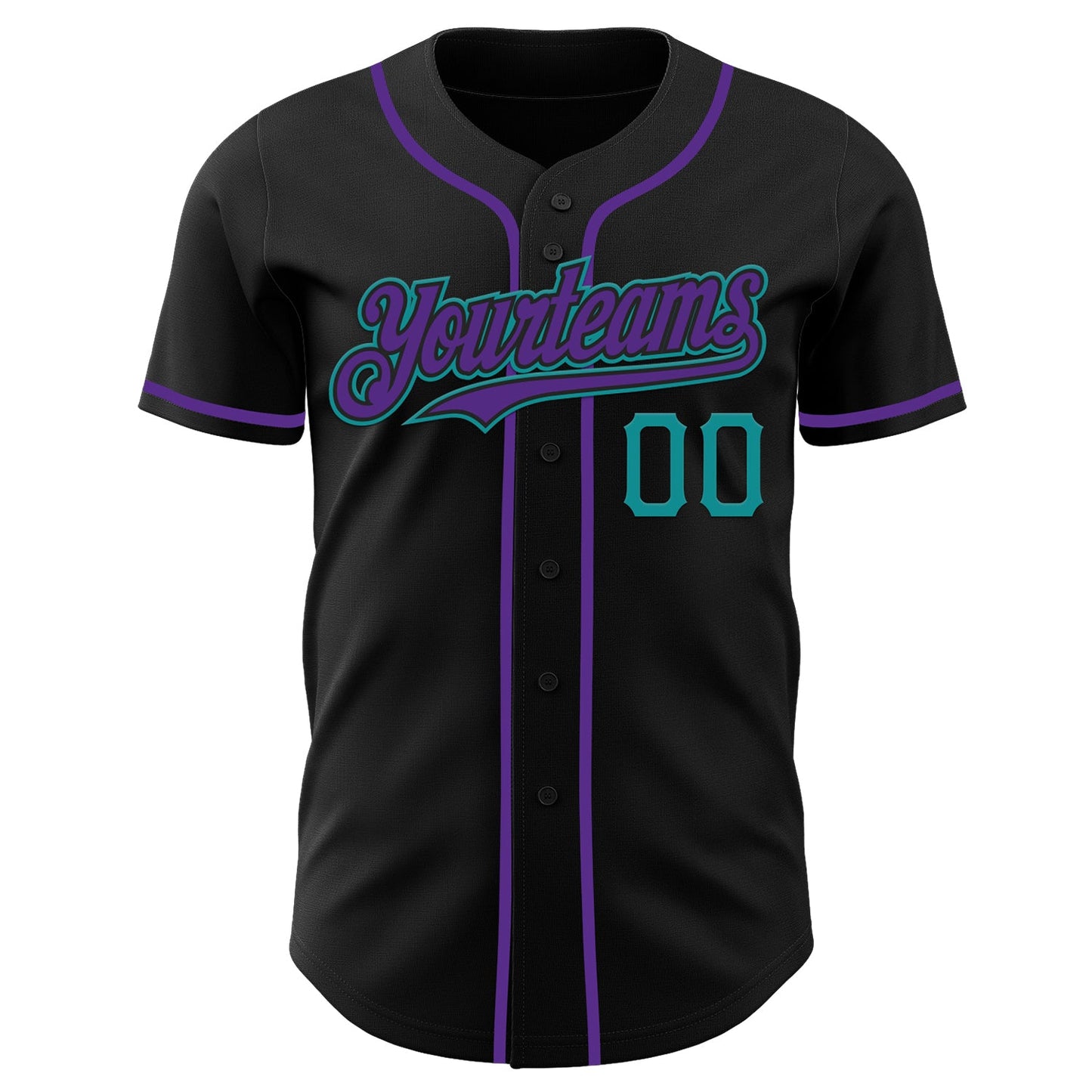 Custom Black Purple-Teal Authentic Baseball Jersey