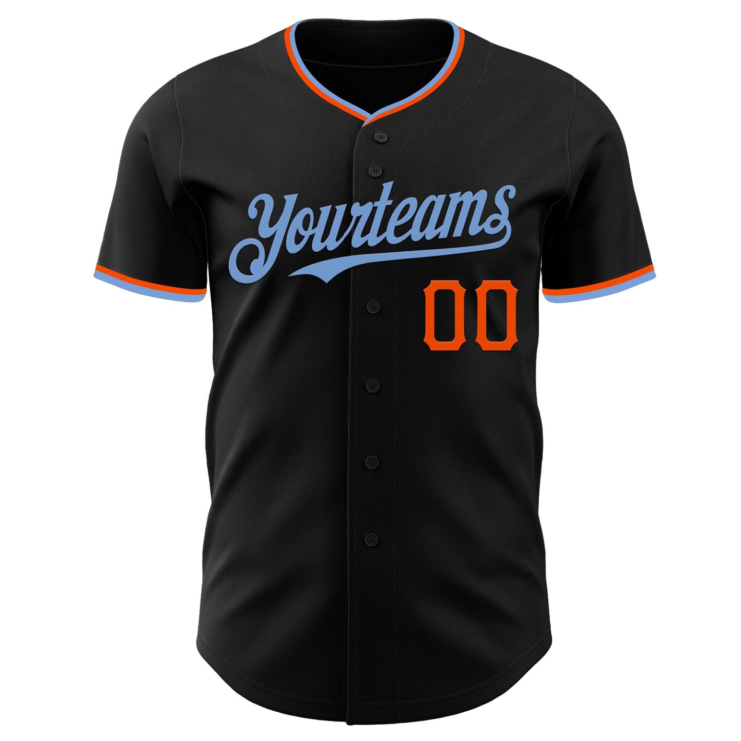 Custom Black Powder Blue-Orange Authentic Baseball Jersey