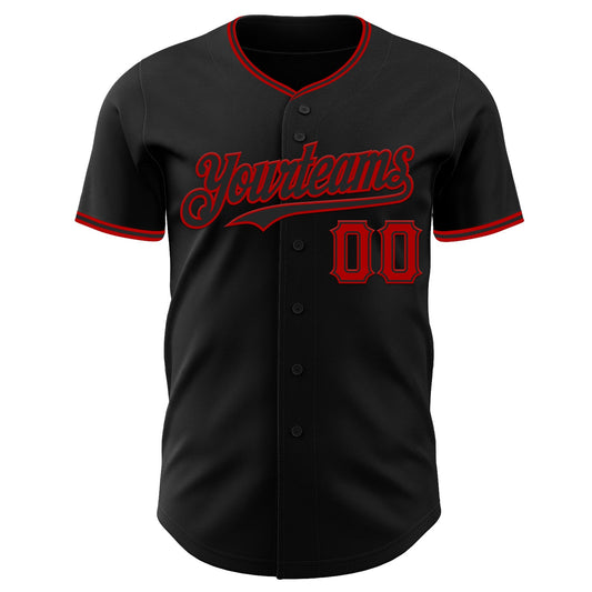 Custom Black Red Authentic Baseball Jersey
