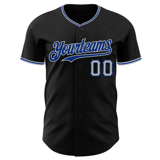 Custom Black Royal-Gray Authentic Baseball Jersey
