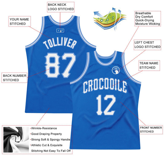 Custom Blue White-Light Blue Authentic Throwback Basketball Jersey