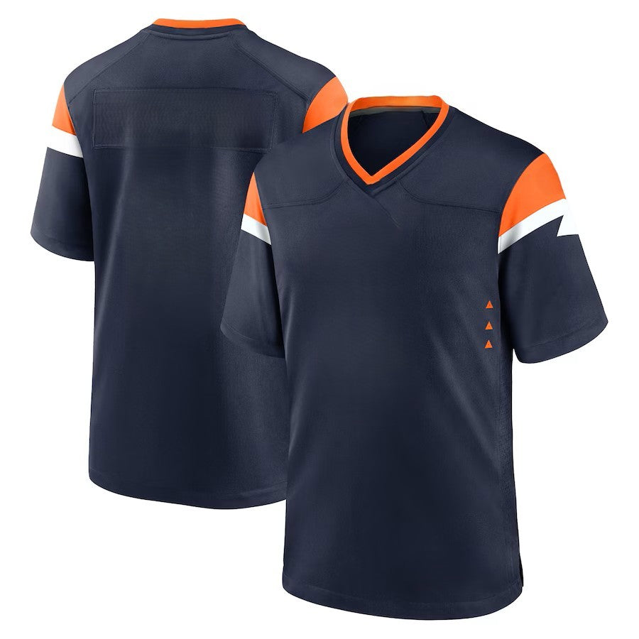 Custom Men's Broncos Orange/Navy/White Exact Replica Football Jersey