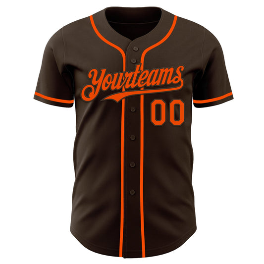 Custom Brown Orange Authentic Baseball Jersey