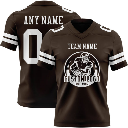 Custom Brown White Mesh Authentic Football Jersey