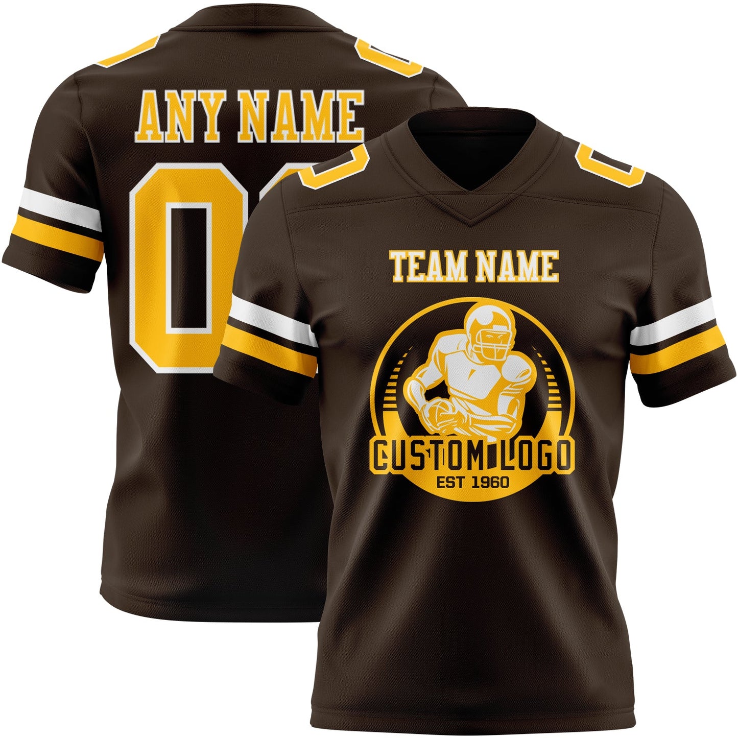 Custom Brown Gold-White Mesh Authentic Football Jersey