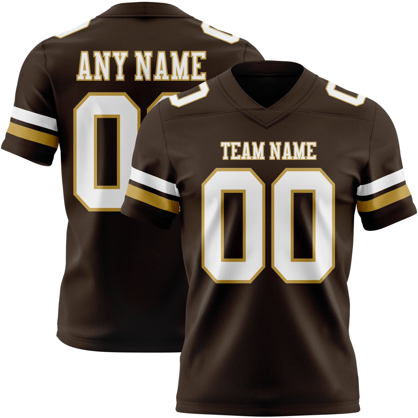 Custom Brown White-Old Gold Mesh Authentic Football Jersey