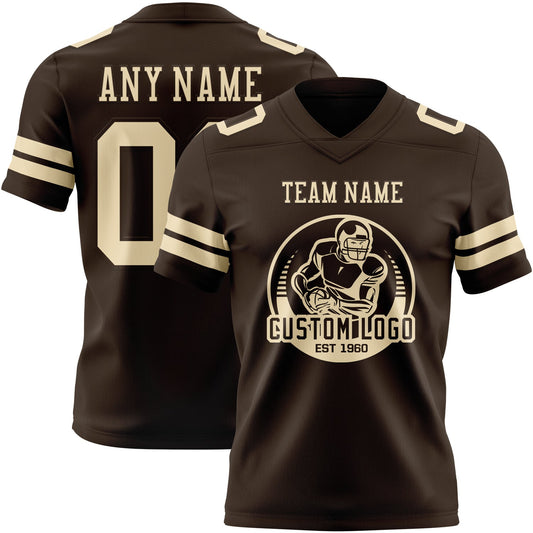 Custom Brown Cream Mesh Authentic Football Jersey