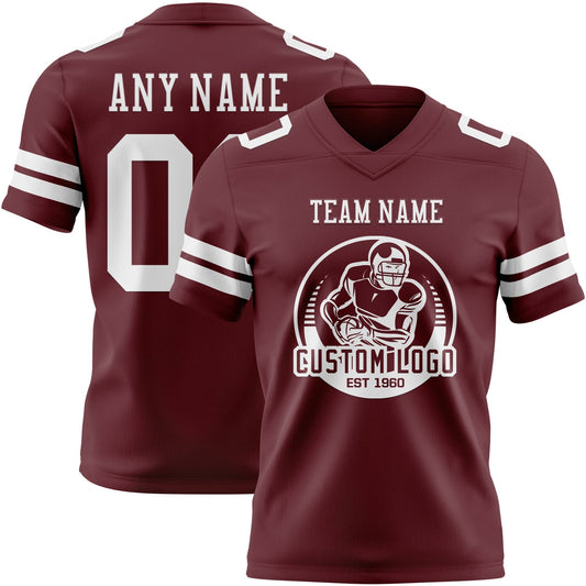 Custom Burgundy White Mesh Authentic Football Jersey
