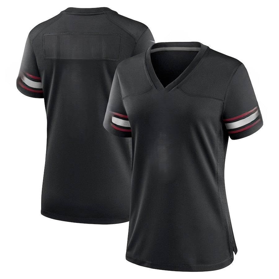 Custom Women's Cardinals Black/White Exact Replica Football Jersey