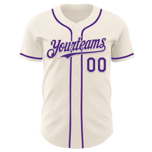 Custom Cream Purple Authentic Baseball Jersey
