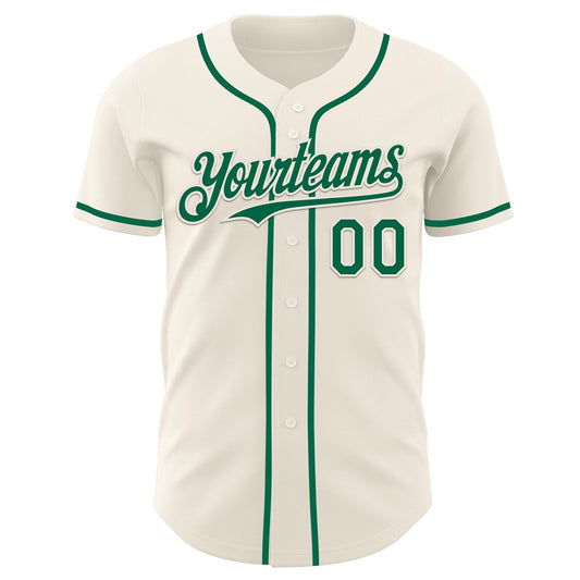 Custom Cream Kelly Green Authentic Baseball Jersey