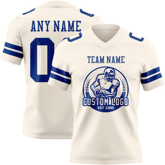Custom Cream Royal Mesh Authentic Football Jersey