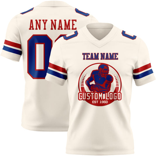 Custom Cream Royal-Red Mesh Authentic Football Jersey