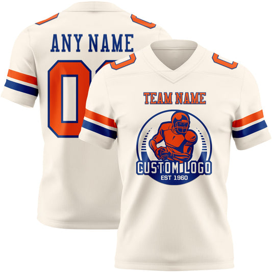 Custom Cream Orange-Royal Mesh Authentic Football Jersey