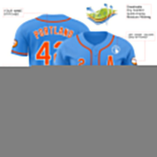 Custom Electric Blue Orange-White Authentic Baseball Jersey