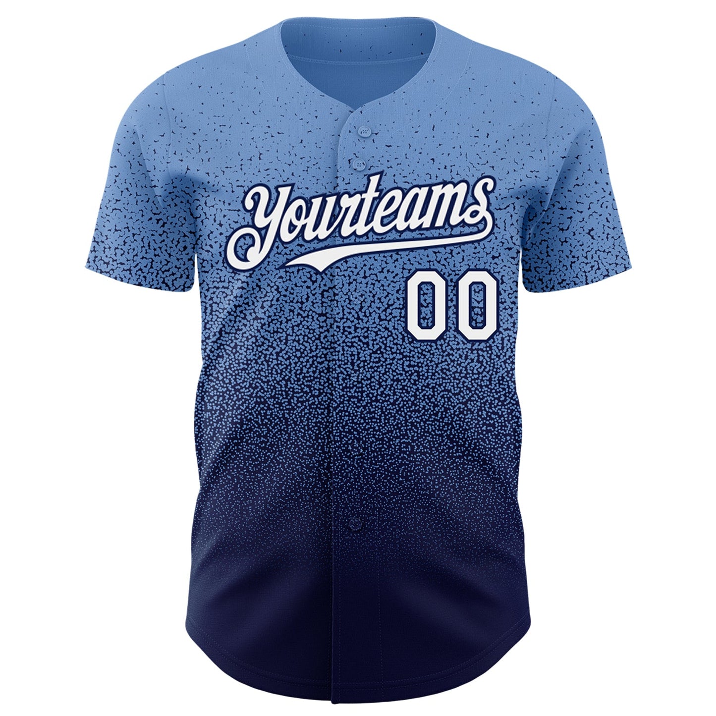 Custom Powder Blue White-Navy Authentic Fade Fashion Baseball Jersey