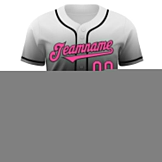 Custom White Pink-Black Authentic Fade Fashion Baseball Jersey