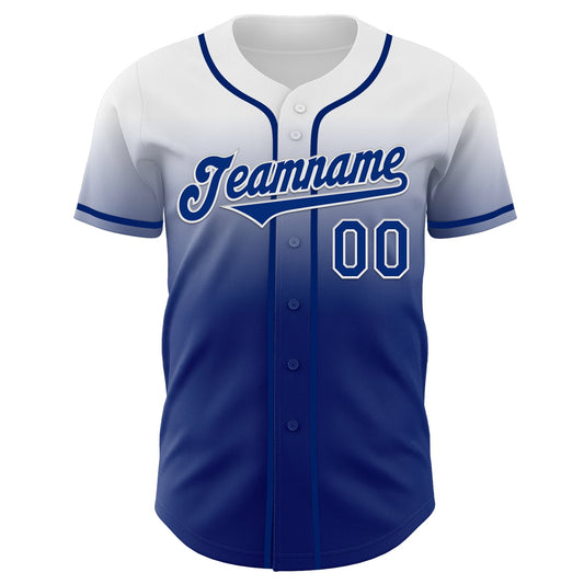 Custom White Royal Authentic Fade Fashion Baseball Jersey