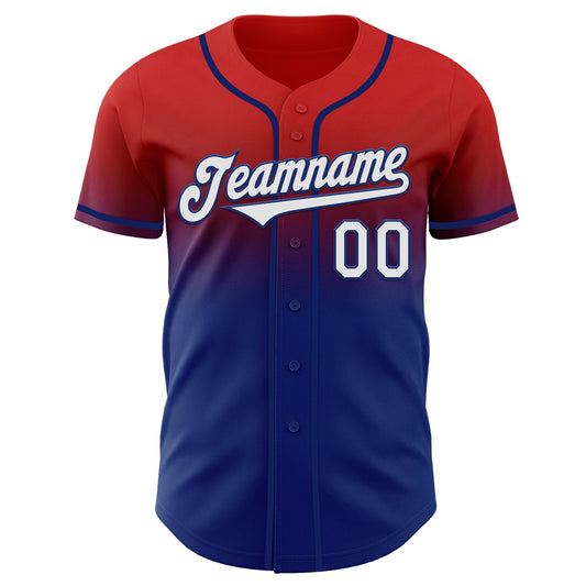 Custom Red White-Royal Authentic Fade Fashion Baseball Jersey
