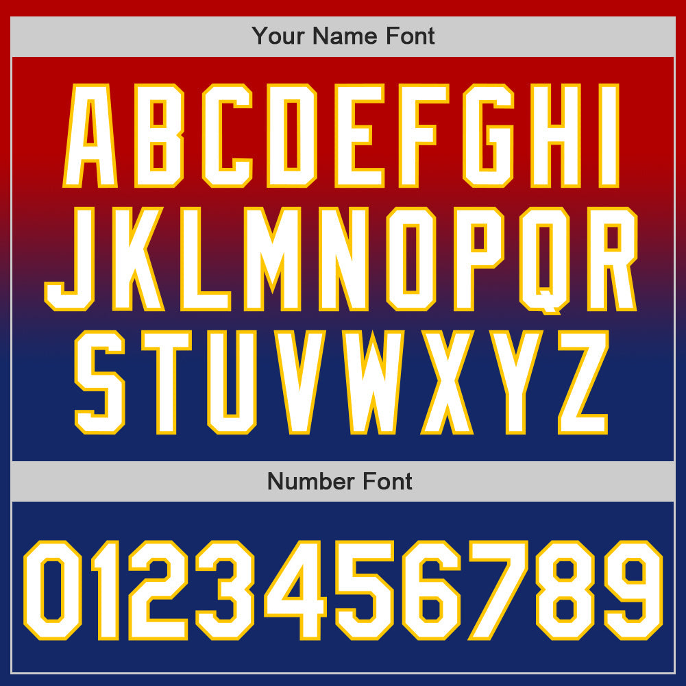 Custom Red White Royal-Yellow Authentic Fade Fashion Baseball Jersey