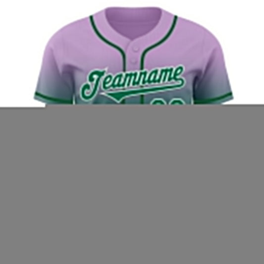 Custom Light Purple Kelly Green-White Authentic Fade Fashion Baseball Jersey