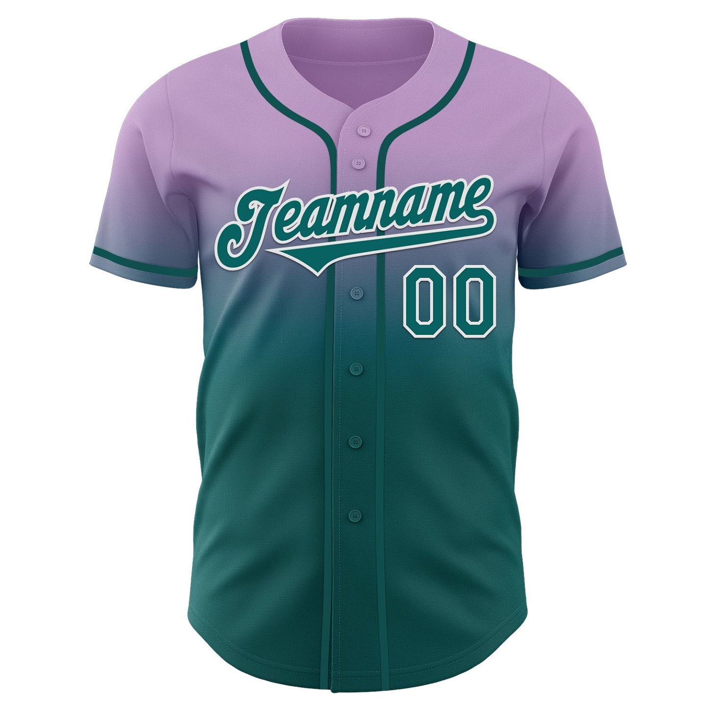 Custom Light Purple Teal-White Authentic Fade Fashion Baseball Jersey