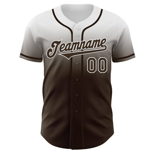 Custom White Brown Authentic Fade Fashion Baseball Jersey