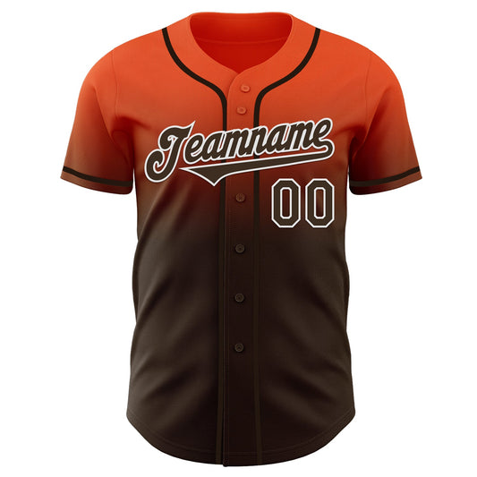 Custom Orange Brown-White Authentic Fade Fashion Baseball Jersey