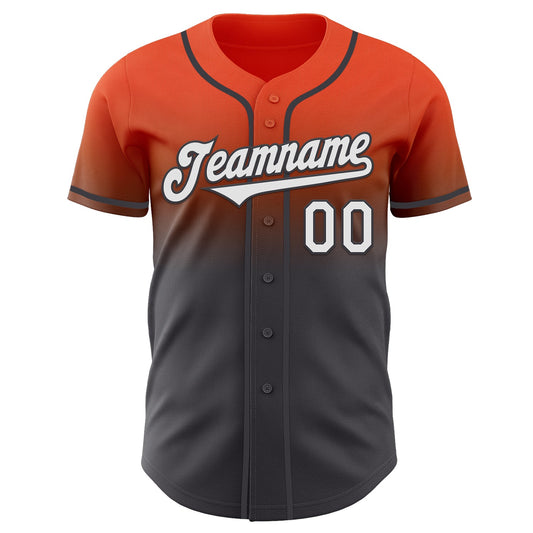 Custom Orange White-Steel Gray Authentic Fade Fashion Baseball Jersey