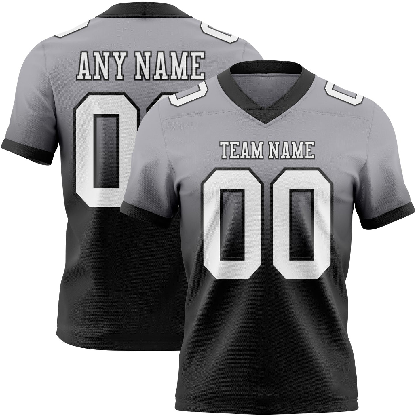 Custom Gray White-Black Mesh Authentic Fade Fashion Football Jersey