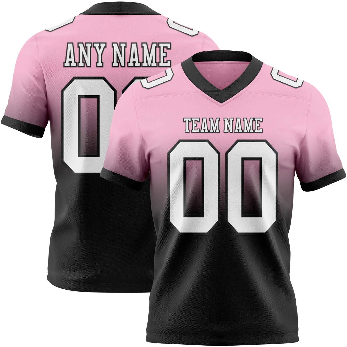 Custom Light Pink White-Black Mesh Authentic Fade Fashion Football Jersey