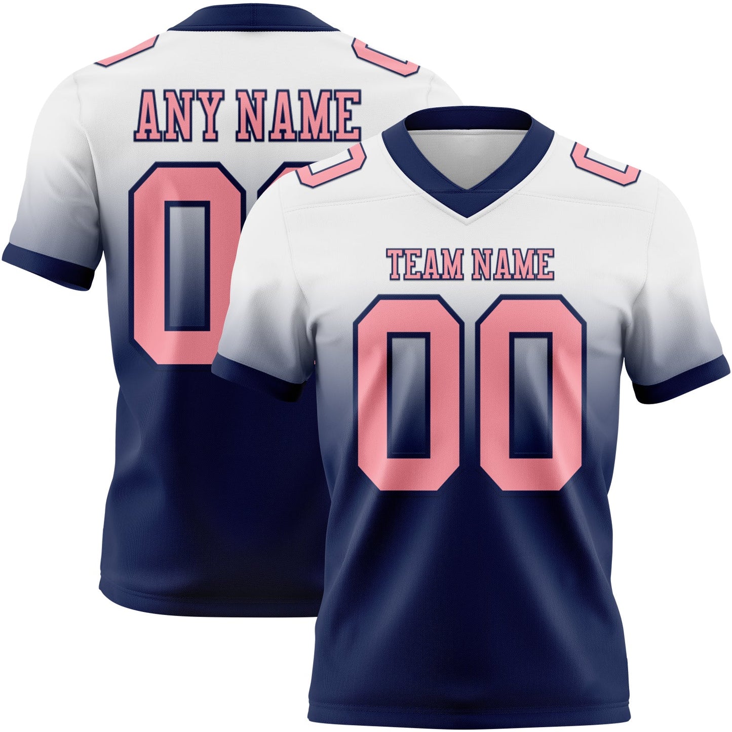 Custom White Medium Pink-Navy Mesh Authentic Fade Fashion Football Jersey