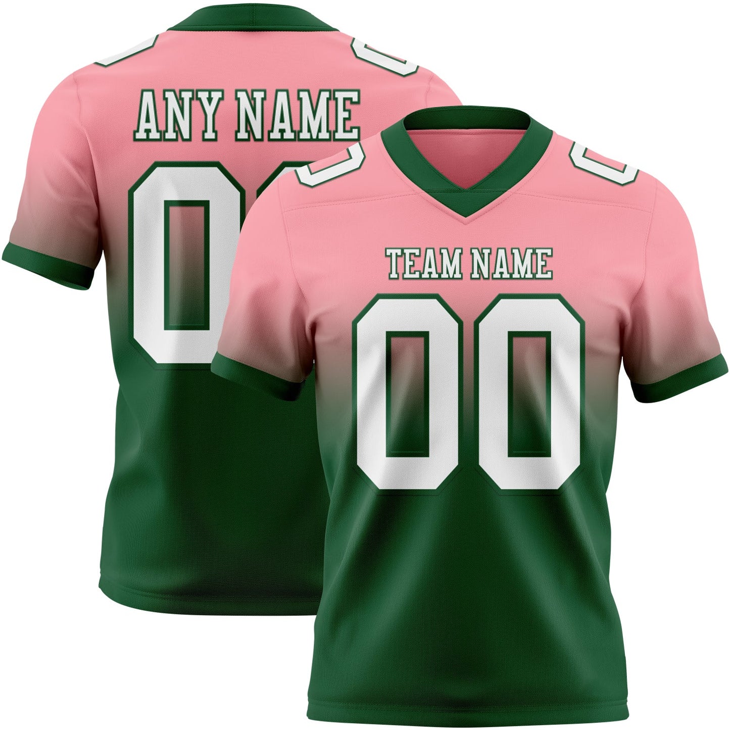 Custom Medium Pink White-Green Mesh Authentic Fade Fashion Football Jersey