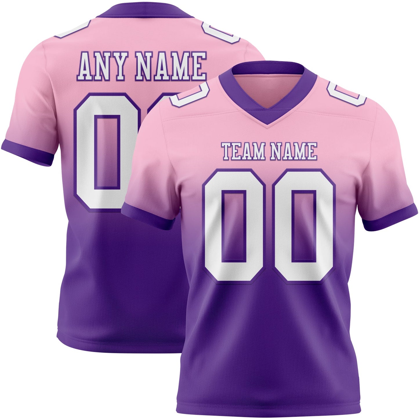 Custom Light Pink White-Purple Mesh Authentic Fade Fashion Football Jersey