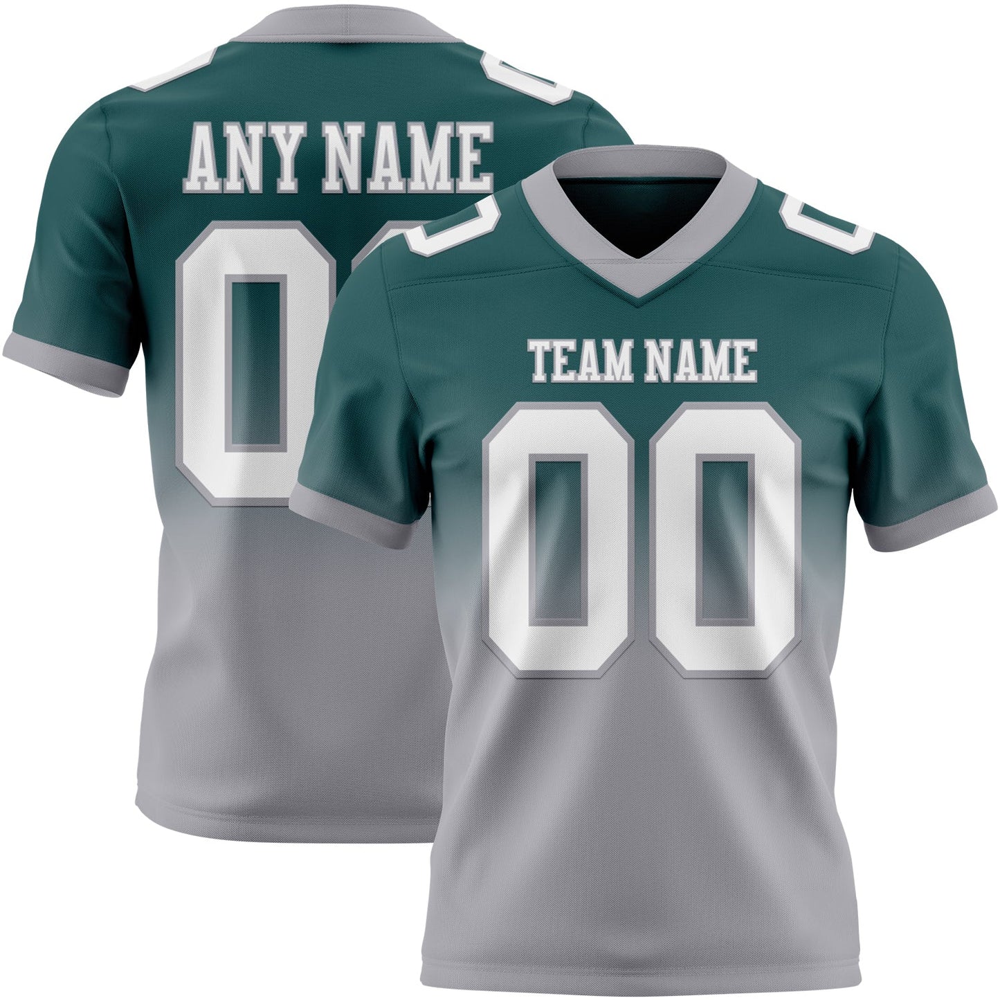 Custom Midnight Green White-Gray Mesh Authentic Fade Fashion Football Jersey