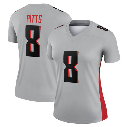Custom Women's Falcons Gray/Black/Red Exact Replica Football Jersey