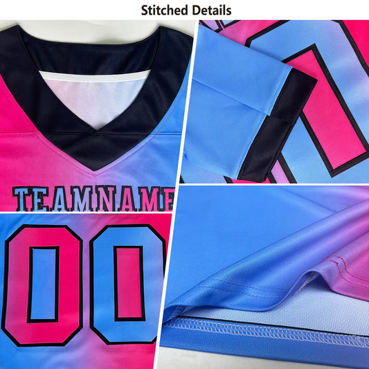 Custom Red Kelly Green-Black Mesh Authentic Gradient Fashion Scratch Football Jersey
