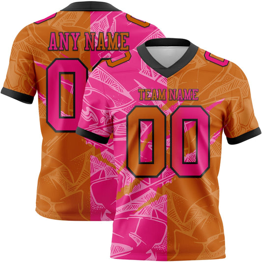 Custom Texas Orange Hot Pink-Black Mesh Authentic Gradient Fashion Scratch Football Jersey