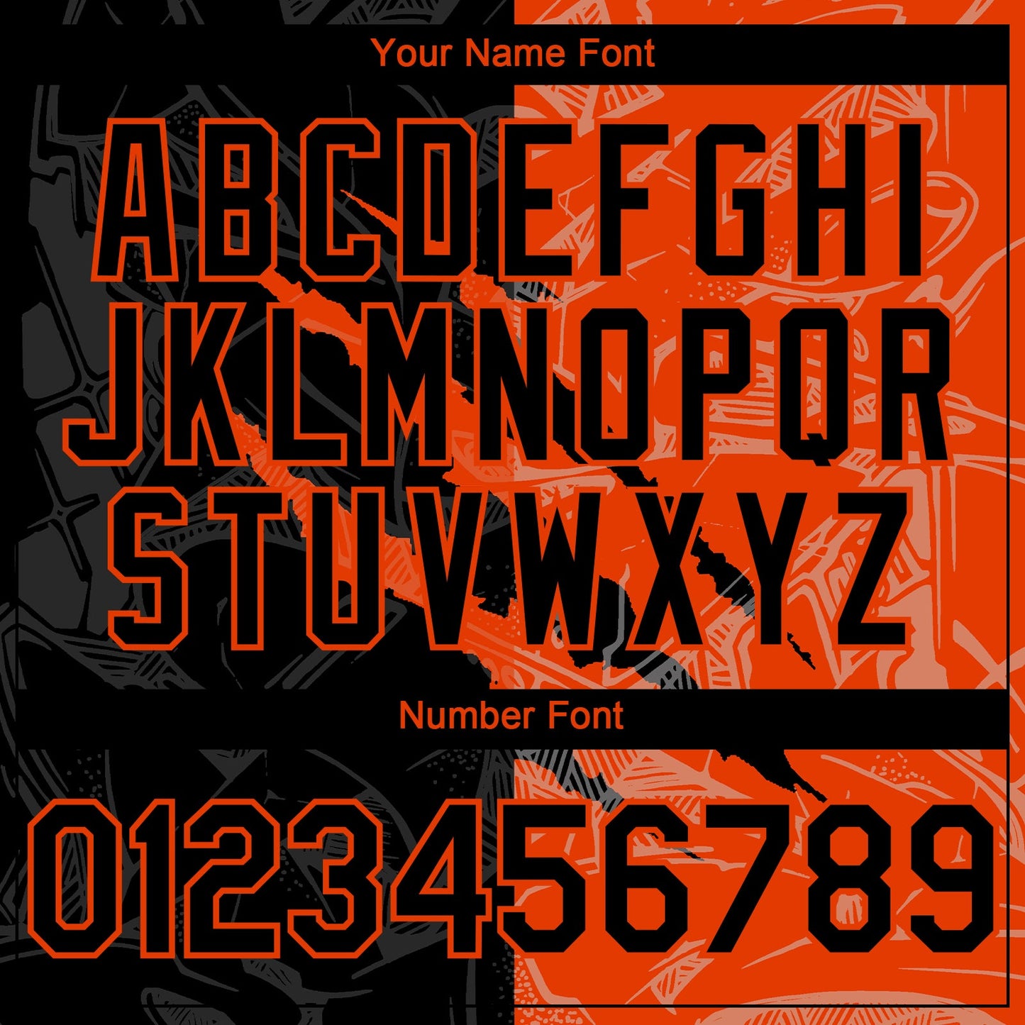 Custom Graffiti Pattern Black-Orange 3D Scratch Authentic Baseball Jersey