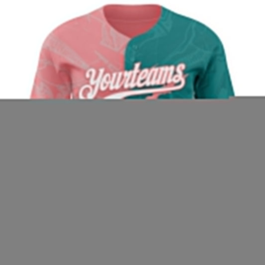 Custom Graffiti Pattern White Teal-Medium Pink 3D Scratch Authentic Baseball Jersey