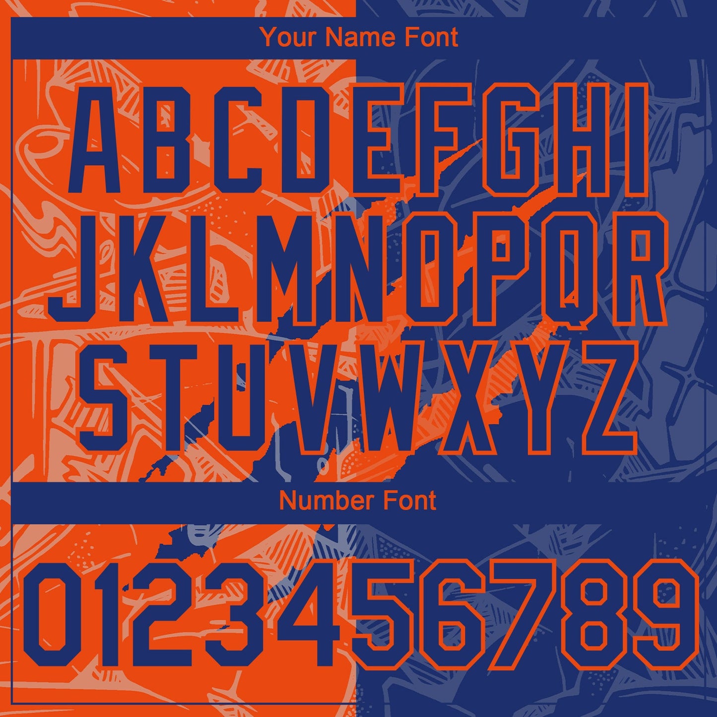 Custom Graffiti Pattern Royal-Orange 3D Scratch Authentic Baseball Jersey